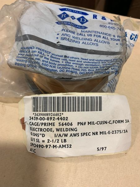 R&D WELDING ELECTRODE MIL-E-23765/3, 3439-00-892-4402 NOS