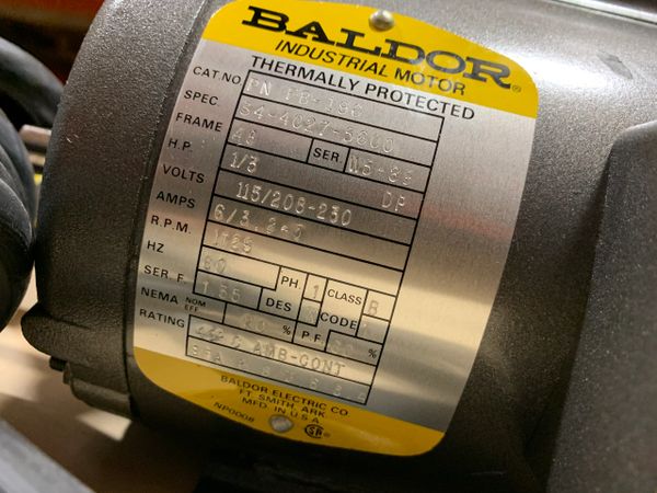 BALDOR MOTOR FB-196, 6105-01-231-1653 NOS