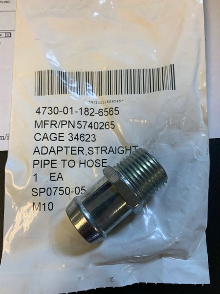 M998 STRAIGHT ADAPTER 5740265, 4730-01-182-6565 NOS