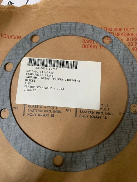 MEP-006A GASKET 7402548-3, 5330-00-111-0739 NOS