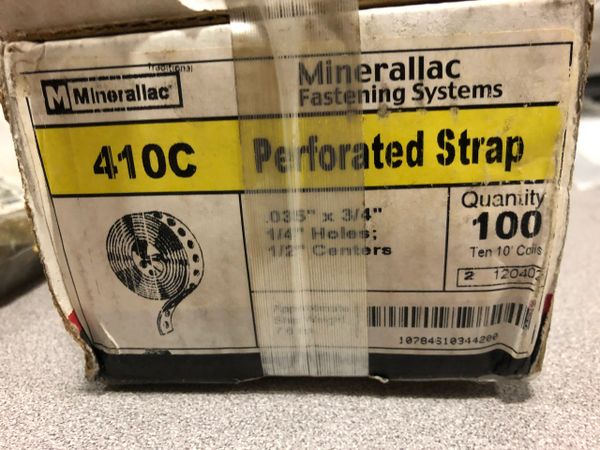 MINERALLAC FASTENING SYSTEM 410C PERFORATED STRAP 100 PER NOS