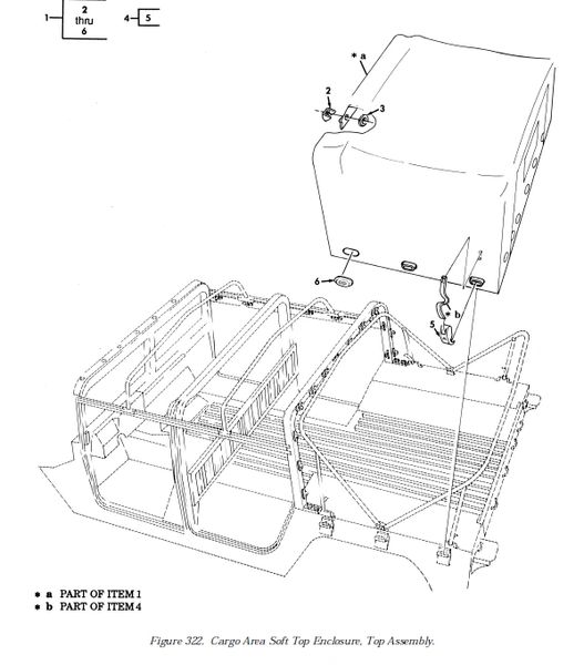 M998 CARGO AREA SOFT TOP ENCLOSURE WHITE 12340777-10 NOS