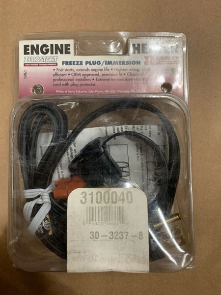 ZEROSTART FREEZE ENGINE BLOCK HEATER 3100040, 30-3237-8, NOS