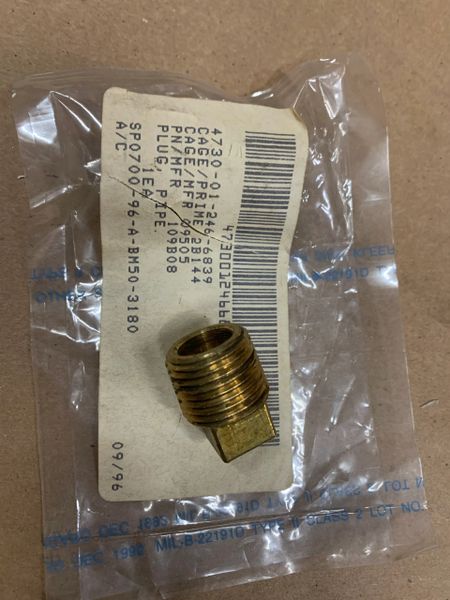 PIPE PLUG 1/2" 310196-04, 109-B-08, 4730-01-246-6839 NOS