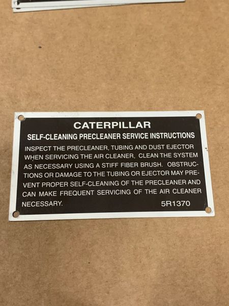 CAT INSTRUCTION PLATE 5R1370, 9905-01-171-4754 NOS