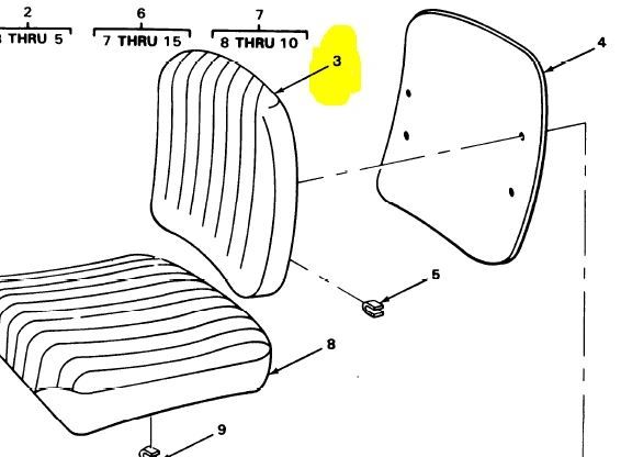 M915 SERIES BACK CUSHION 28630-479, MA63-21154, 2540-01-155-6946 NOS