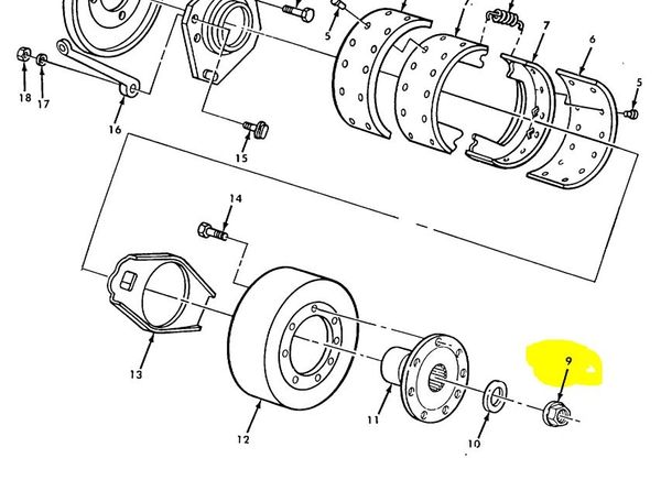 5 TON BRAKE SHOE NUT 1227K1051, 2024542, 5310-01-099-0397 NOS
