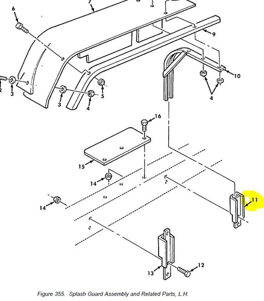 M939 L.H SPLASH GUARD SUPPORT 12256136, 2540-01-091-1613 NOS