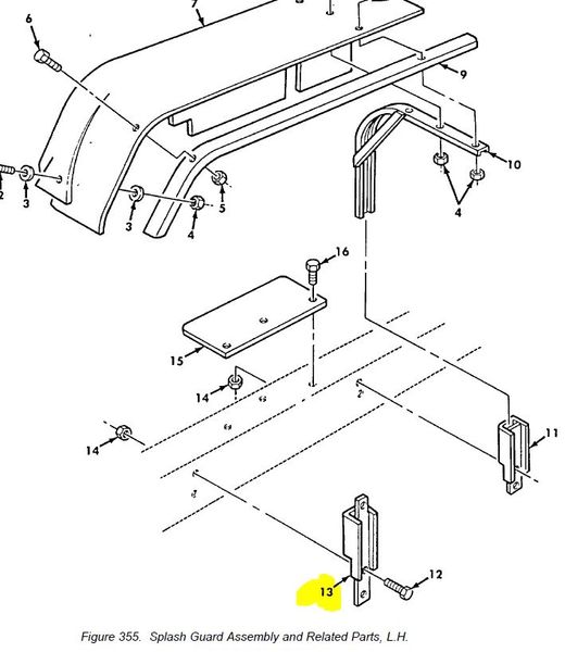 M939 L.H SPLASH GUARD SUPPORT 12256137, 2540-01-091-1614 NOS
