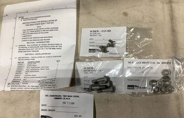 Rivet Kit- For 1 Front Door- Military Humvee - 37 Pc - M998 