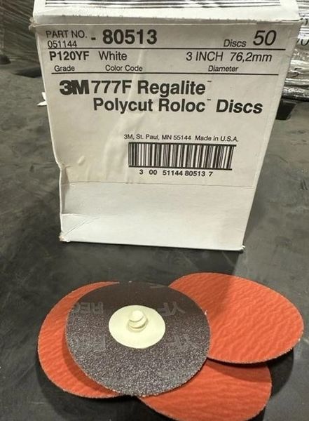 1 BOX OF 50 3M777F 3" REGALITE POLYCUT ROLOC DISCS 051144-80513