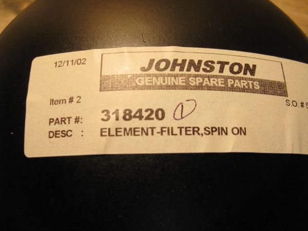 JOHNSTON SPIN ON FILTER ELEMENT 318420 NOS