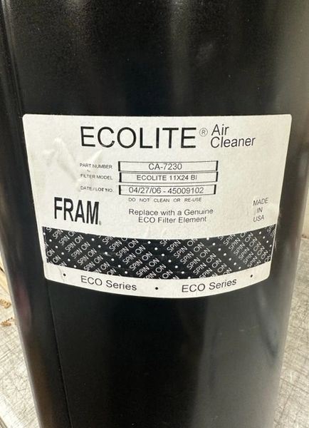 ECOLITE, FRAM AIR CLEANER INTAKE CA-7230, 62891-002, 310070, 11 X 24 BI, 2940-01-245-0061 NOS