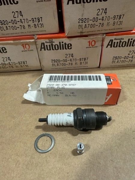 10 AUTOLITE SPARK PLUGS 274, 2920-00-470-9787 NOS