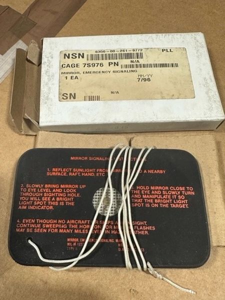 EMERGENCY SIGNALING MIRROR 1WG0611, ESM2, SIG-8060-00, 6350-00-261-9772 NOS