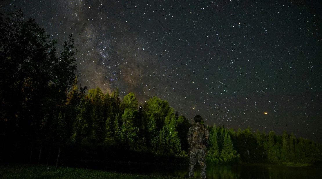 Jake Tucker at Bear Camp in Canada under the stars