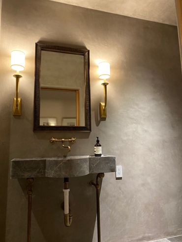 Powder Room plaster walls, Plaster walls, plaster, Venetian plaster, Marmorino Plaster, #Plaster