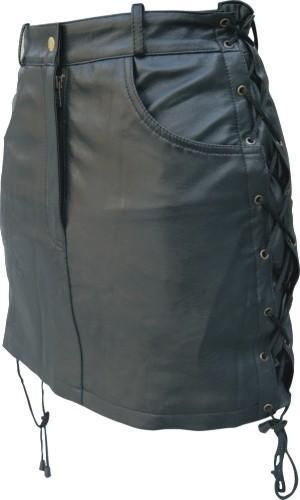 Ladies SOLID LEATHER skirt with side laces