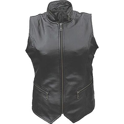 AL2304-Ladies High Collar Leather Vest
