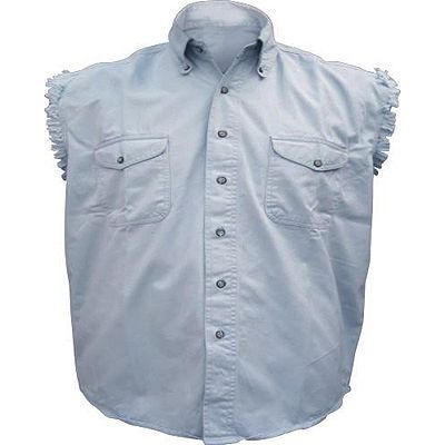 AL2904-Men's Light Blue Denim Sleeveless Shirt