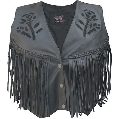 AL2307-Ladies Black Rose Vest