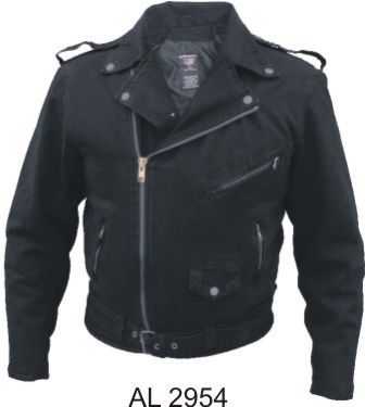 AL2954 Black Denim Motorcycle Jacket