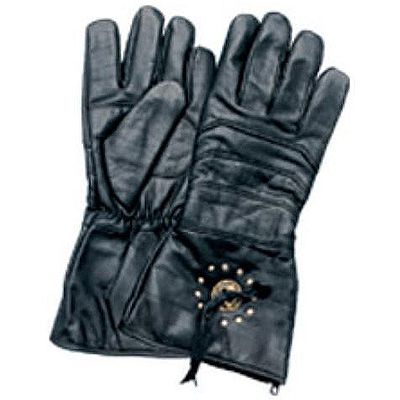 AL3050-Black Leather Gauntlet Glove with Concho's
