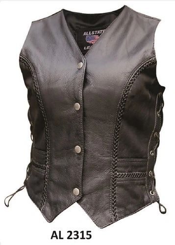 Ladies Braided Vest in Buffalo Leather