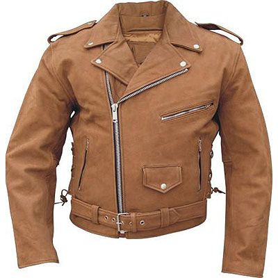 AL2015-Men's Basic Brown Leather Motorcycle jacket