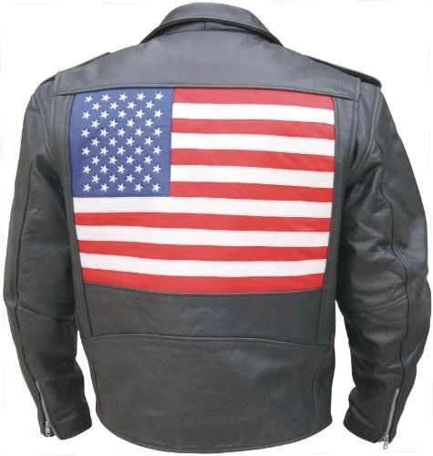 Men's Motorcycle Jacket with USA Flag