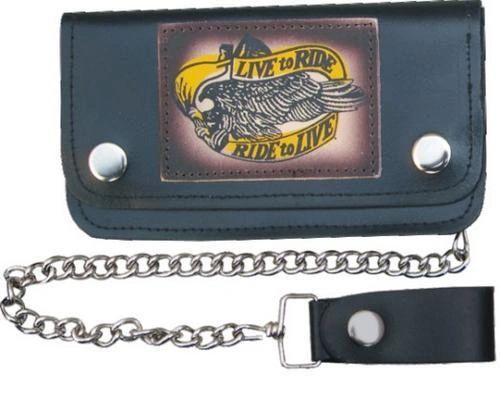 AL3291-Large Leather 8 Inch Chain Biker Wallet