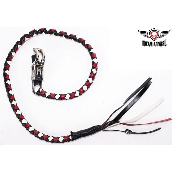 White, Black & Red Motorcycle Get Back Whip