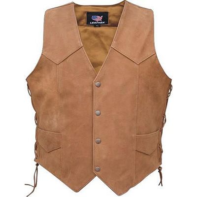 AL2217 Men's Brown Suede leather Side Laced Vest