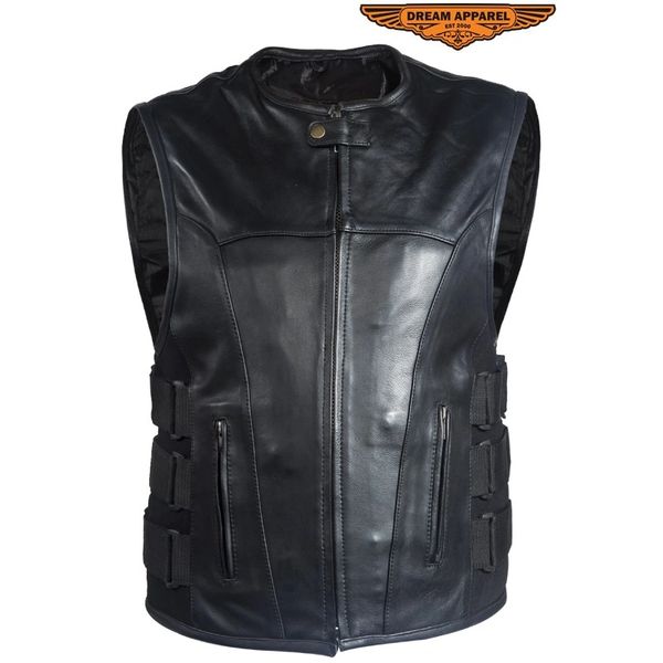 Gun Pocket Bullet style leather motorcycle vest