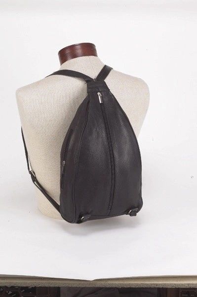 Women Black Backpack With Center Zipper