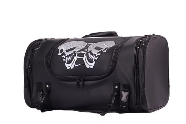 Motorcycle Sissy Bar Bag Trunk With Skull