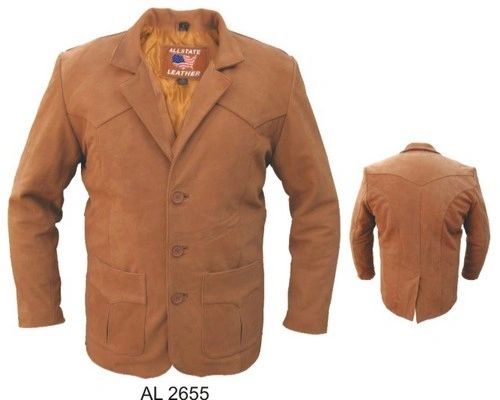 AL2655 Brown Buffalo Leather Blazer