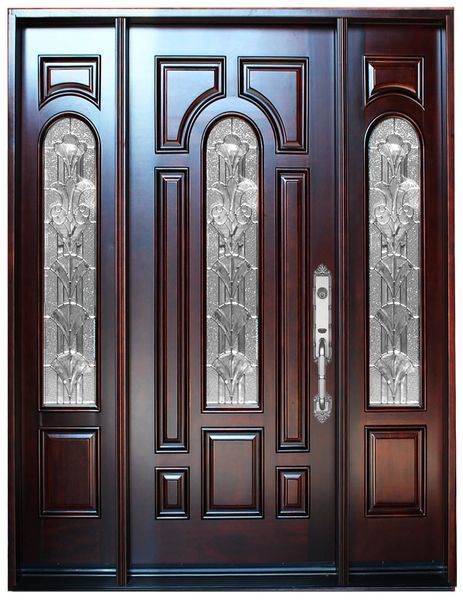 Natural Mahogany Prefinished Solid Wood Prehung Front Door M280a 1d2s 80