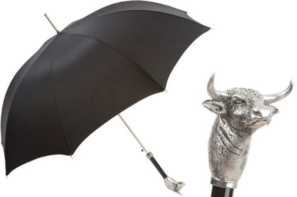 Pasotti Luxury Bull Umbrella - Single Layer Black Canopy