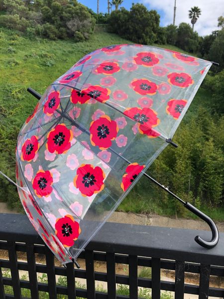 Bubble Style umbrella with red and orange Poppy flowers print