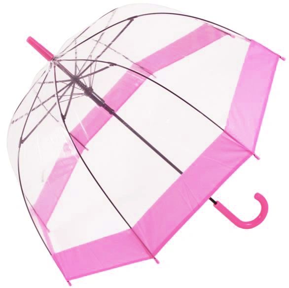 Everyday Dome shaped PVC umbrella | Clear canopy with pink trim