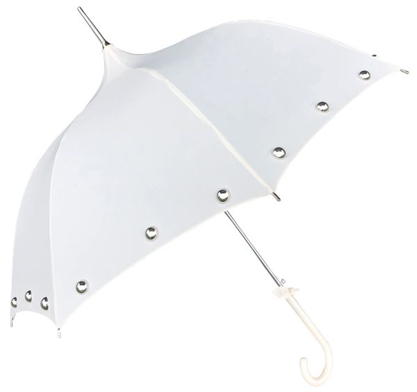 Amelia Cream - Ogee Shaped Canopy - Half Round Silver Colored Pearls - Waterproof - Made To Order