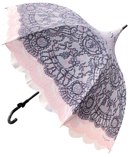 Chantal Thomass Umbrella - Soft Pink Printed Lace - UV Protection SPF50 - Handmade In France