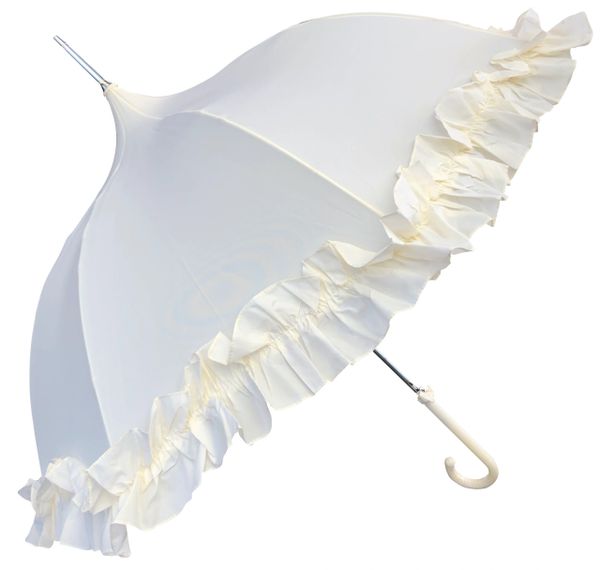 Cream Ruffle Lady Pagoda umbrella - Retro style - Elegant Dome Shaped and ruffles - Waterproof and shade