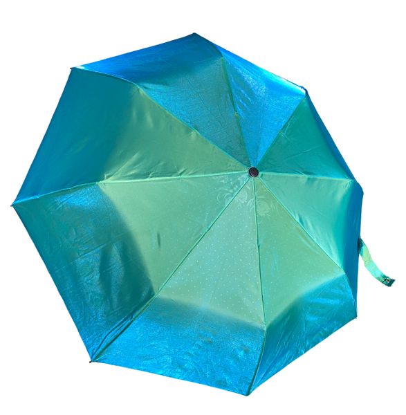 COMPACT IRIDESCENT UMBRELLA -WATERPROOF BRIGHT GREEN/BLUE