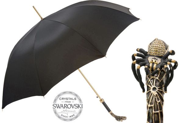 Luxury Italian Umbrella - Handmade In Italy - Enameled Tarantula With Swarovski Crystals