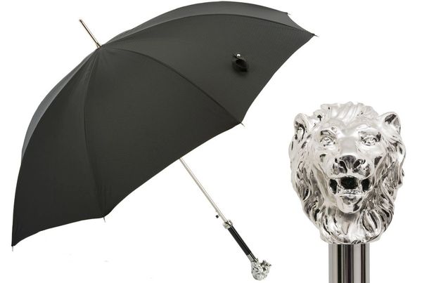 Pasotti Luxury Italian Umbrella - Handmade In Italy - Silver Lion