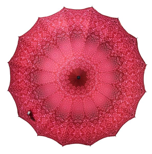 Waterproof + Real Anti-UV - Blackout lining - Pagoda style umbrella - Red design