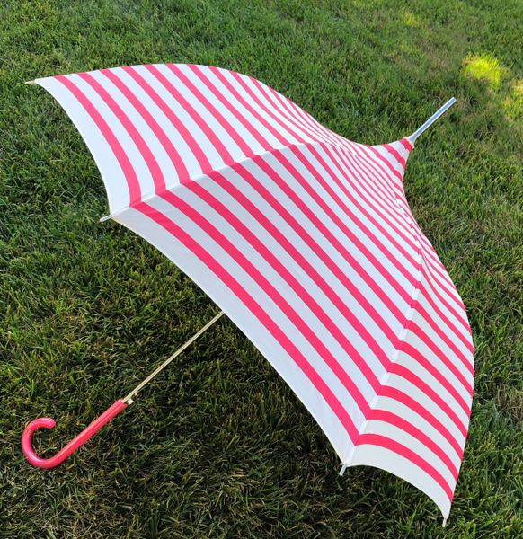 Lisbeth Dahl Pink Stripes Umbrella - European Dome Shape - Waterproof