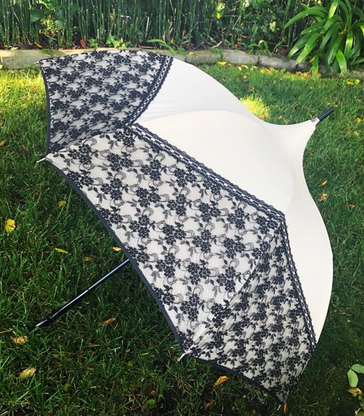 Promenade By Chantal Thomass - Handmade Luxury French Umbrella - Waterproof And UV Protection- Ivory Europeen dome shape